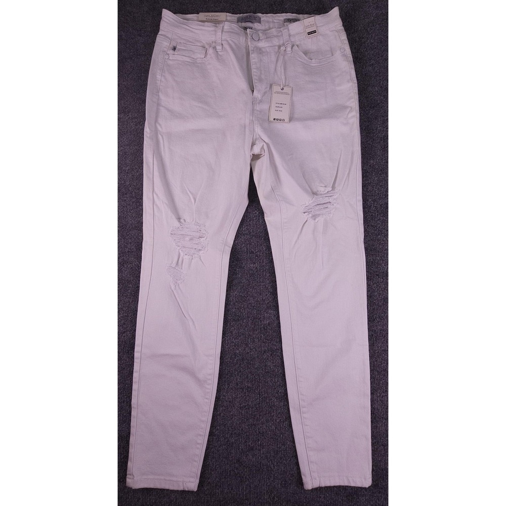 Judy Blue Jeans Womens 15/32 White High Waist Skinny Distressed JB4153-SF
